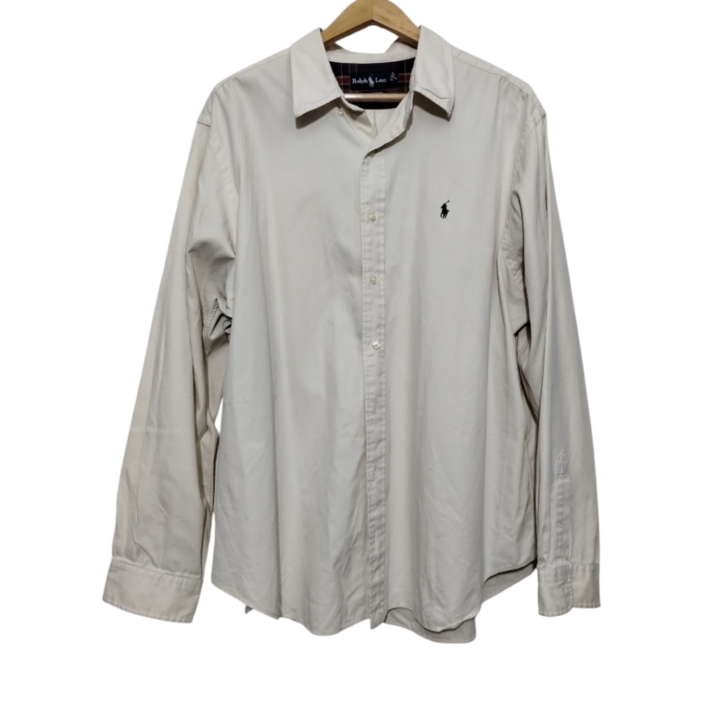 Ralph Lauren Classic Fit Men's XXL Cotton Pony Button Down Shirt Preppy Beige